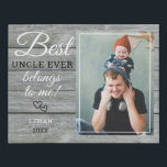 Best Uncle Ever Gift Photo Rustic Grey Wood     Faux Canvas Print<br><div class="desc">A simple and memorable gift for the new uncle personalised with his favourite photo with niece or nephew.</div>