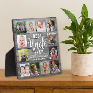 Best Uncle Ever Grey Wood  12 Photo Collage    Plaque