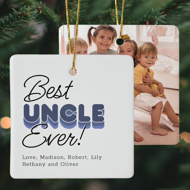 Best Uncle Ever Keepsake Photo Christmas Ceramic Ornament (Creator Uploaded)