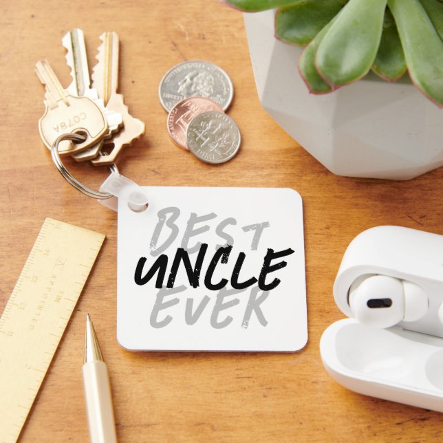 Best Uncle Ever Modern Black and Grey Grunge Key Ring (Desk)