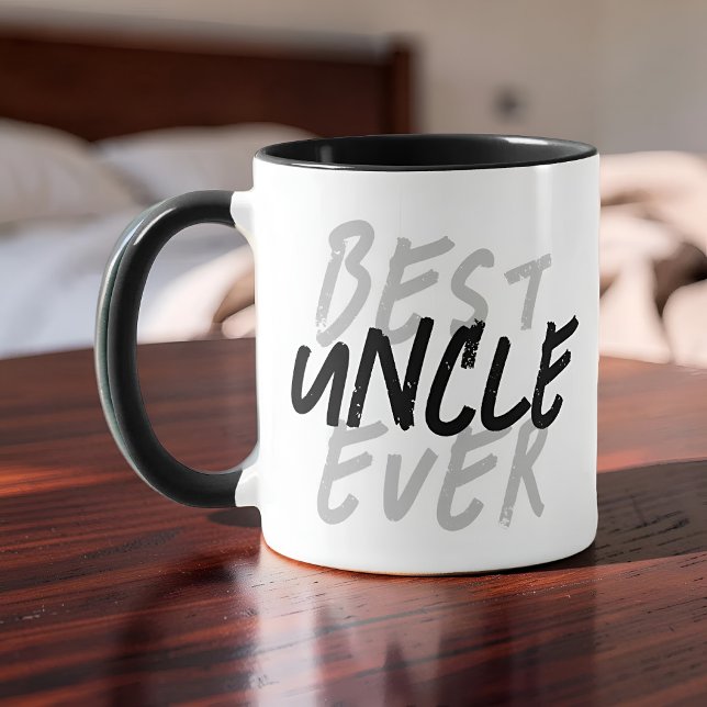 Best Uncle Ever Modern Black and Grey Grunge Mug (Creator Uploaded)