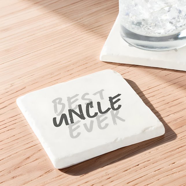 Best Uncle Ever Modern Black and Grey Grunge Stone Coaster (Creator Uploaded)