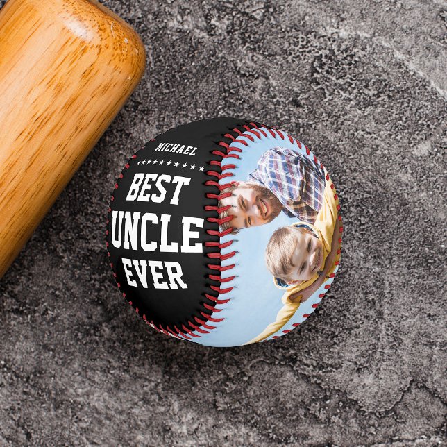 BEST UNCLE  EVER Modern Cool Name Message Photo Baseball (Creator Uploaded)