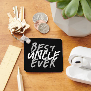 Best Uncle Ever Modern White and Grey Grunge Key Ring