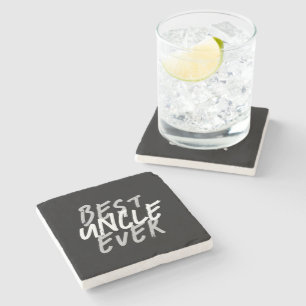 Best Uncle Ever Modern White and Grey Grunge Stone Coaster