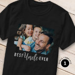 Best Uncle Ever Niece Nephew Custom Photo Text    T-Shirt<br><div class="desc">Show your favourite uncle how much you care with this Best Uncle Ever Text Custom Niece Nephew Photo tshirt. Personalise it with a picture using our brushstroke photo template for a unique look. This shirt is the perfect Christmas gift for your brother from their niece or nephew. It's a cute...</div>