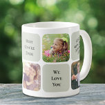 Best Uncle Ever Personalised Photos Coffee Mug<br><div class="desc">Celebrate a the best uncle ever with this custom light green design. You can add five family photos, personalise the expressions of "Best Uncle Ever" and "I Love You" or "We Love You, " and whether he is called Uncle, Tio, etc., and his name. You can also add his nieces'...</div>