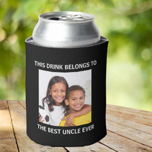 Best Uncle Ever Photo Black Can Cooler