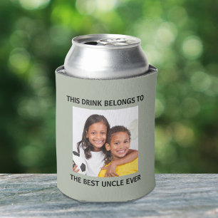Best Uncle Ever Photo Green Can Cooler