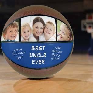 Best Uncle Ever Photo Personalised Blue Basketball