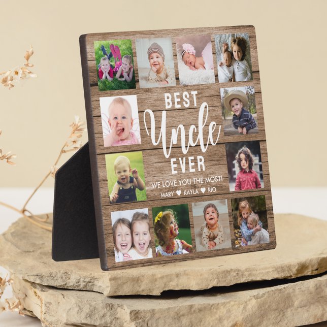 Best Uncle Ever Rustic Wood  12 Photo Collage  Plaque (Creator Uploaded)