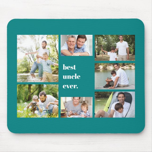 Best Uncle Ever Teal Photo Collage Mouse Pad (Front)