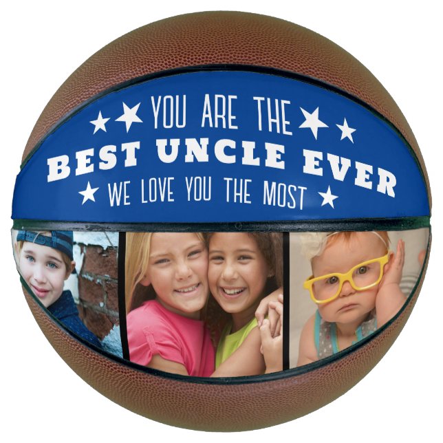 Best Uncle Ever We Love You 3 Photo Collage Blue Basketball (Front)
