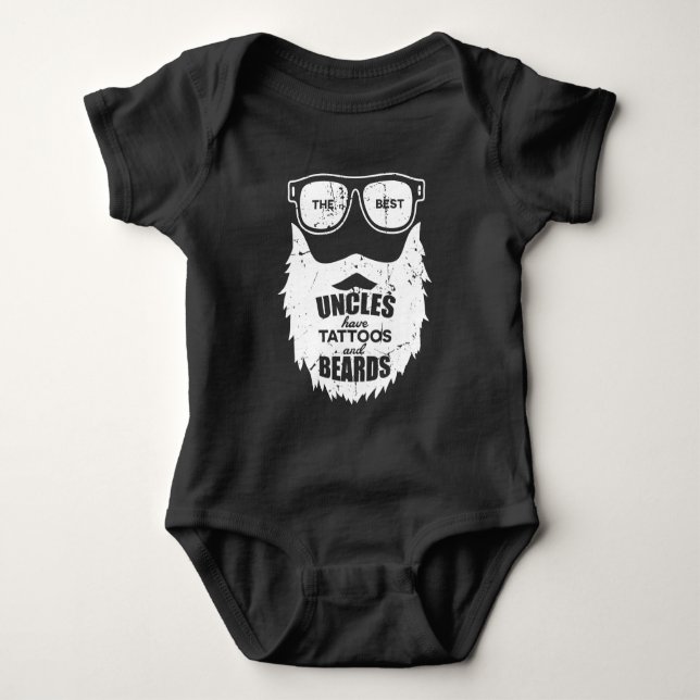 Best Uncles Beards Tattoos Husband Baby Bodysuit (Front)