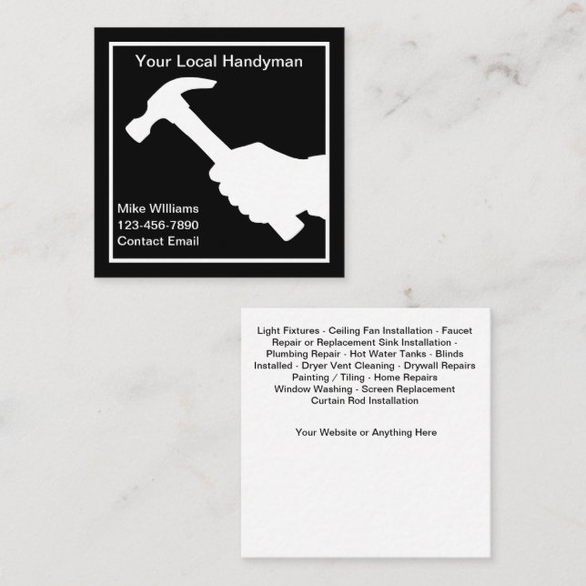 Best Unique Handyman Business Cards Design (Front/Back)