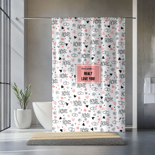 Best Valentine’s Gift Heart Sketch Love Shower  Shower Curtain