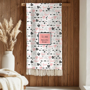 Best Valentine’s Gift Personalized Heart Sketch Fleece Blanket