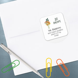 Best Value, 20 Quilled Flowers Return Address Square Sticker