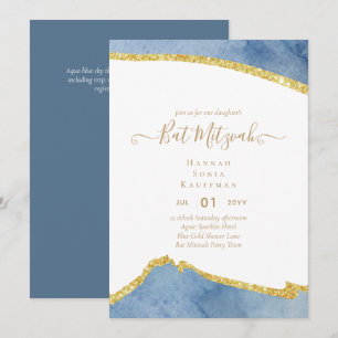 Best Value Agate Glitter BAT MITZVAH Invitations