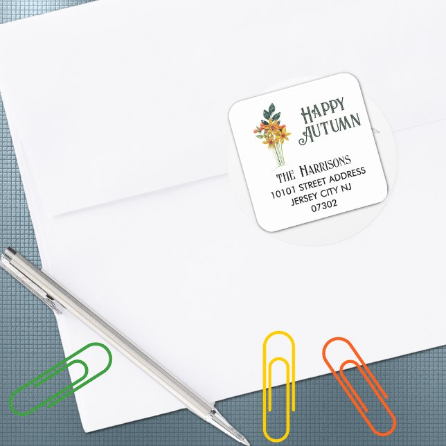 Best Value, Quilled Flowers Elegant Return Address Square Sticker (Creator Uploaded)