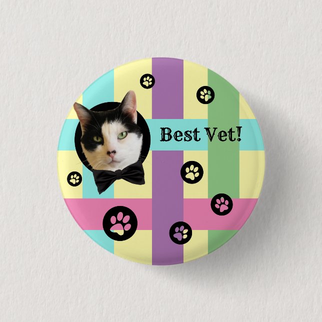""Best Vet!" Customisable Photo Button (Front)