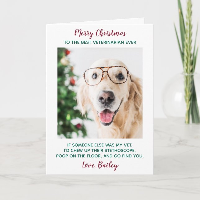 Best Veterinarian Ever Personalised Pet Photo Holiday Card (Front)