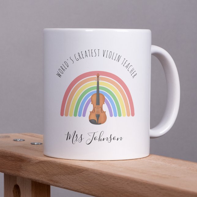Best Violin Teacher Rainbow Music Thank you Gift Coffee Mug (Creator Uploaded)