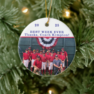 Best Week Ever Thanks Coach Custom Cooperstown Ceramic Tree Decoration