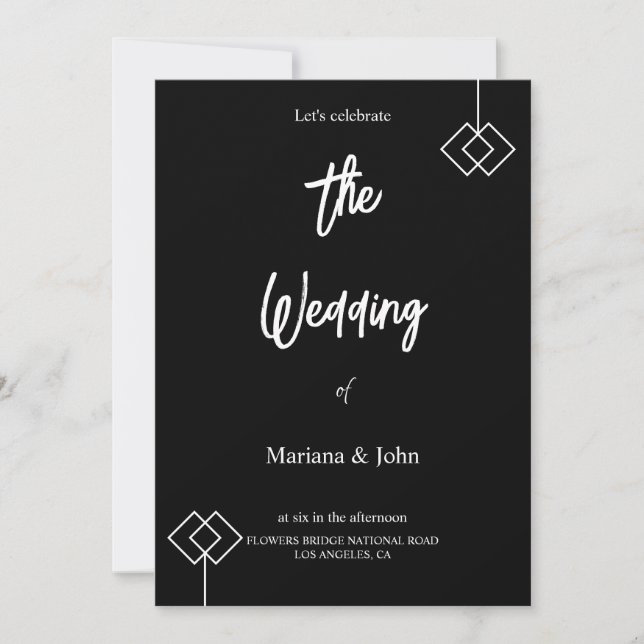 Best White and Black Simple Formal Chic wedding Invitation (Front)