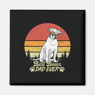 Best White Boxer Dad Ever Vintage Retro Dog Father Magnet