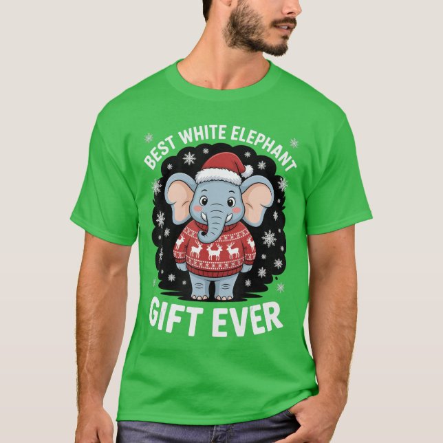 Best White Elephant Gamer Funny Christmas Party fa T-Shirt (Front)