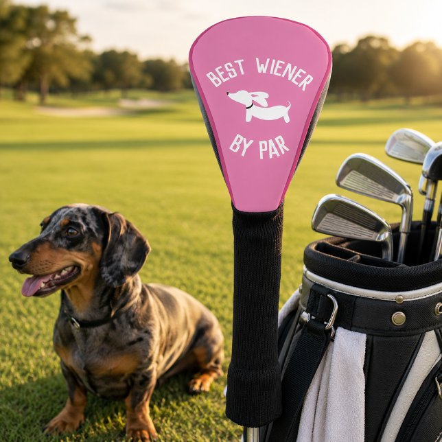 Best Wiener by Par Dachshund Golf Head Covers (Best Wiener By Par - golfing sausage dog mom gift)