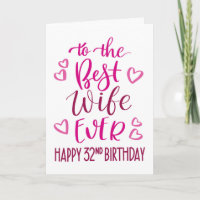 Best Wife Ever 32nd Birthday Typography in Pink