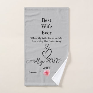 Best Wife Ever | Romantic Rose Gold Heart Hand Towel
