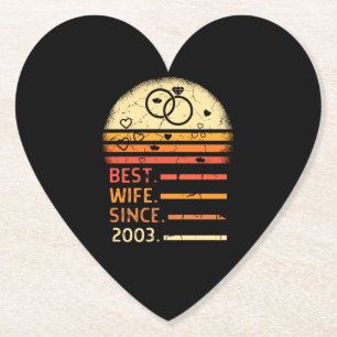 Best wife since 2003 retro vintage mother's day paper coaster