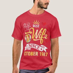 Best Wife Since October 1987 Happy Married 35 Year T-Shirt