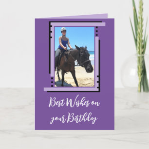 Best wishes add photo purple birthday card
