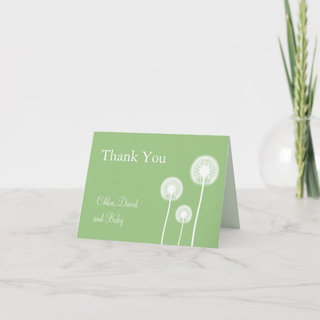 Best Wishes! Baby Shower Thank You Card (green) (Front)