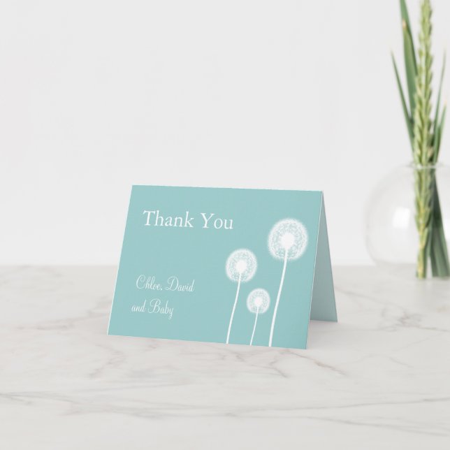 Best Wishes! Baby Shower Thank You Card (turquois) (Front)