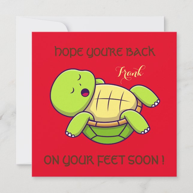 Best wishes- back on feet - Get well soon  Thank You Card (Front)