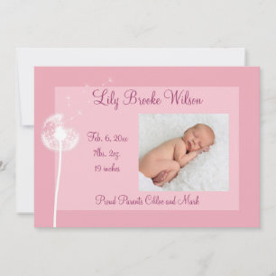 Best Wishes!!! Birth Announcement 1 (pink)