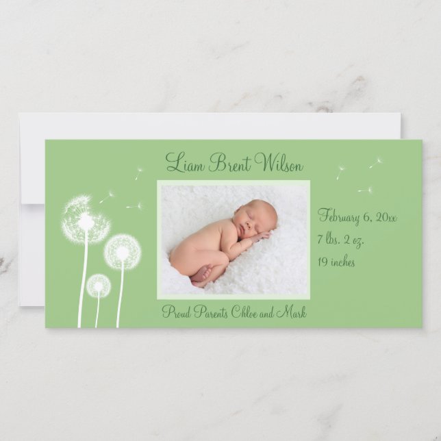 Best Wishes !!! Birth Announcement 2 (green) (Front)