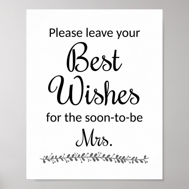 Best Wishes Bridal Shower Sign - Rochester (Front)