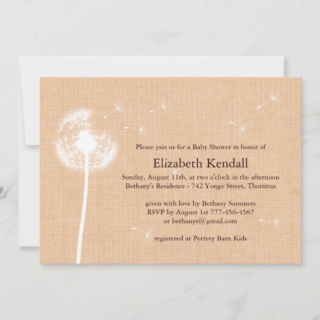 Best Wishes Burlap Baby Shower Invitation (Front)