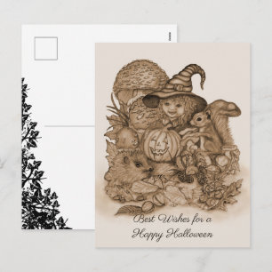 Best Wishes for a Happy Halloween Holiday Postcard