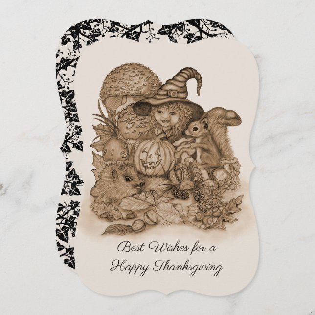 Best Wishes for a Happy Thanksgiving Invitation (Front/Back)