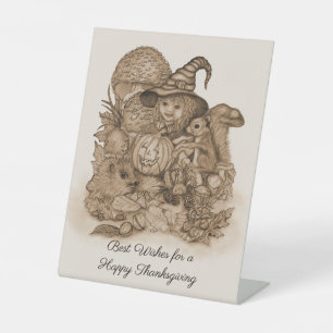 Best Wishes for a Happy Thanksgiving Pedestal Sign