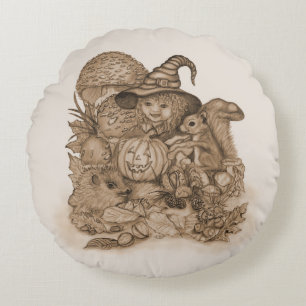 Best Wishes for a Happy Thanksgiving Round Cushion