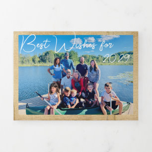 Best Wishes for New Year Photo & Xmas Letter   Tri Tri-Fold Invitation