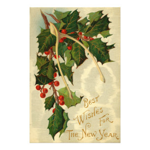 Best Wishes for The New Year - VIntage Postcard Photo Print